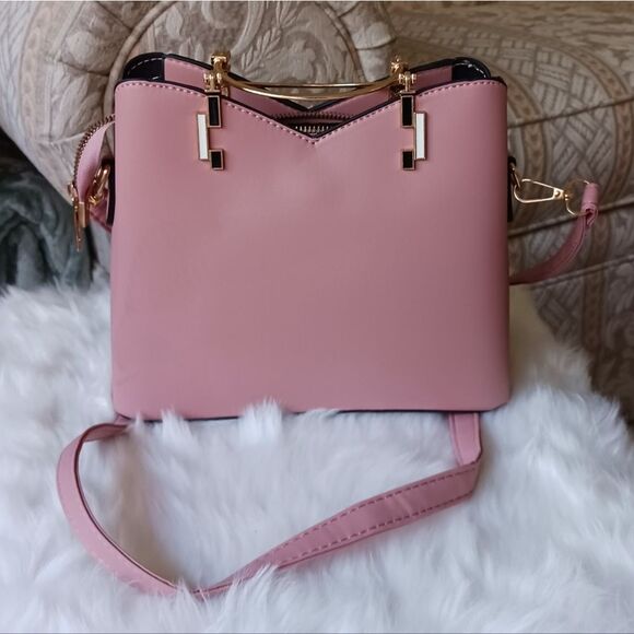 Pink & Blue Leather Shoulder Bag, Crossbody Bag, Handbag, Tote, Purse - Picture 6 of 15